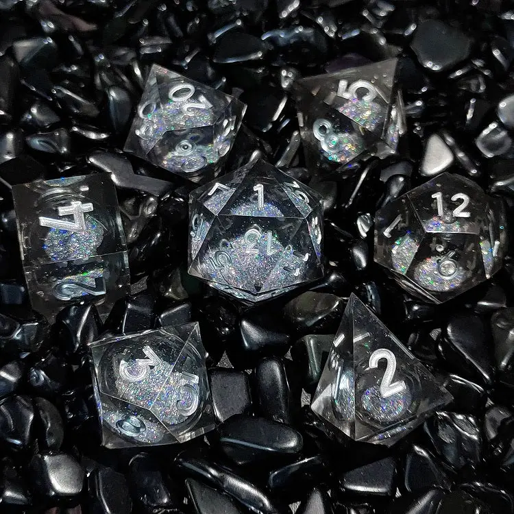 D&D Dice Set Sharp Edge Liquid Core - Steel Grey (Silver) 1