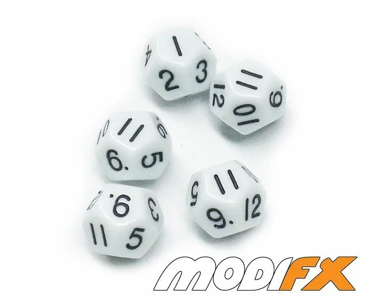 D12 Dice Opaque White 1