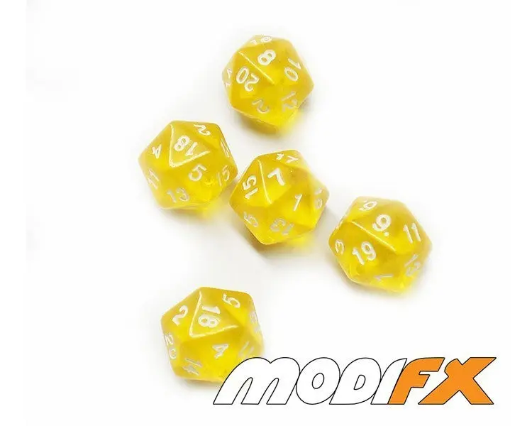 D20 Dice Translucent Yellow 1