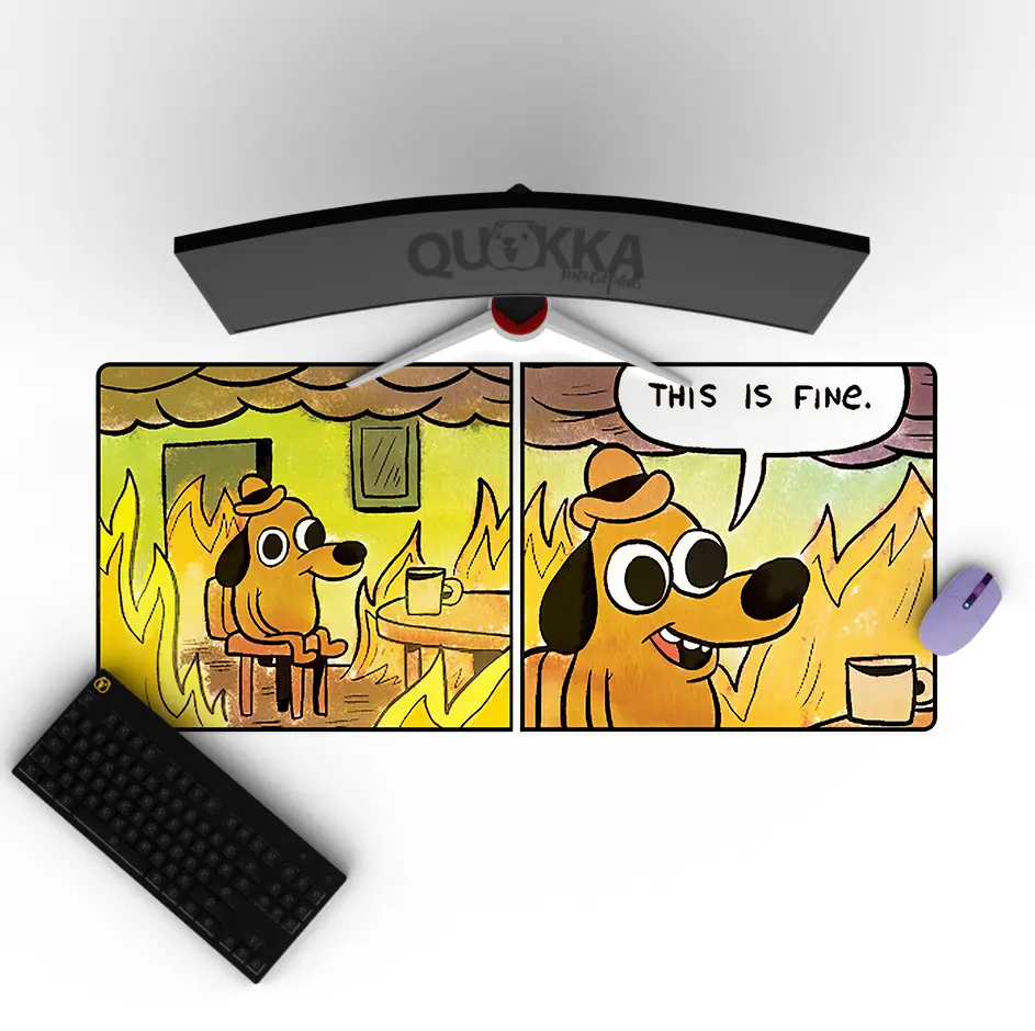 This Is Fine - Meme Deskmat Playmat Mousepad 1