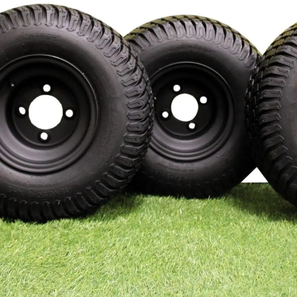 18X8.50-8" Turf Tires 4 Ply With 8X7 Matte Black Steel Golf Cart Wheel Assemblies (Set Of 4) 1