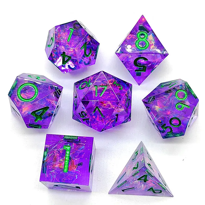 D&D Dice Set Sharp Edge - Necromancer Purple (Green) 1