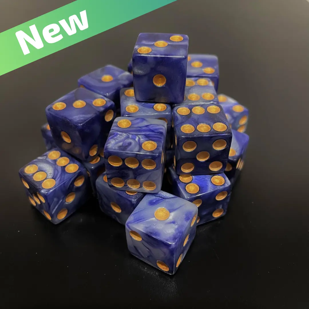 16Mm Dice Square Pearl Purple-Grey (Gold Pips) 1