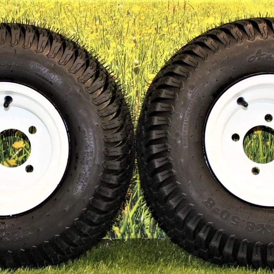 18X8.50-8 Turf Tires On 8X7 White Steel Wheel 2-Pack For Select Mowers & Golf Carts 1