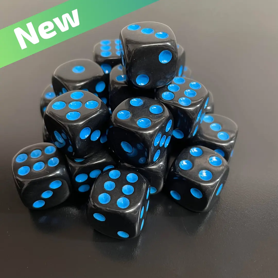 16Mm Dice Black Series (Blue Pips) 1