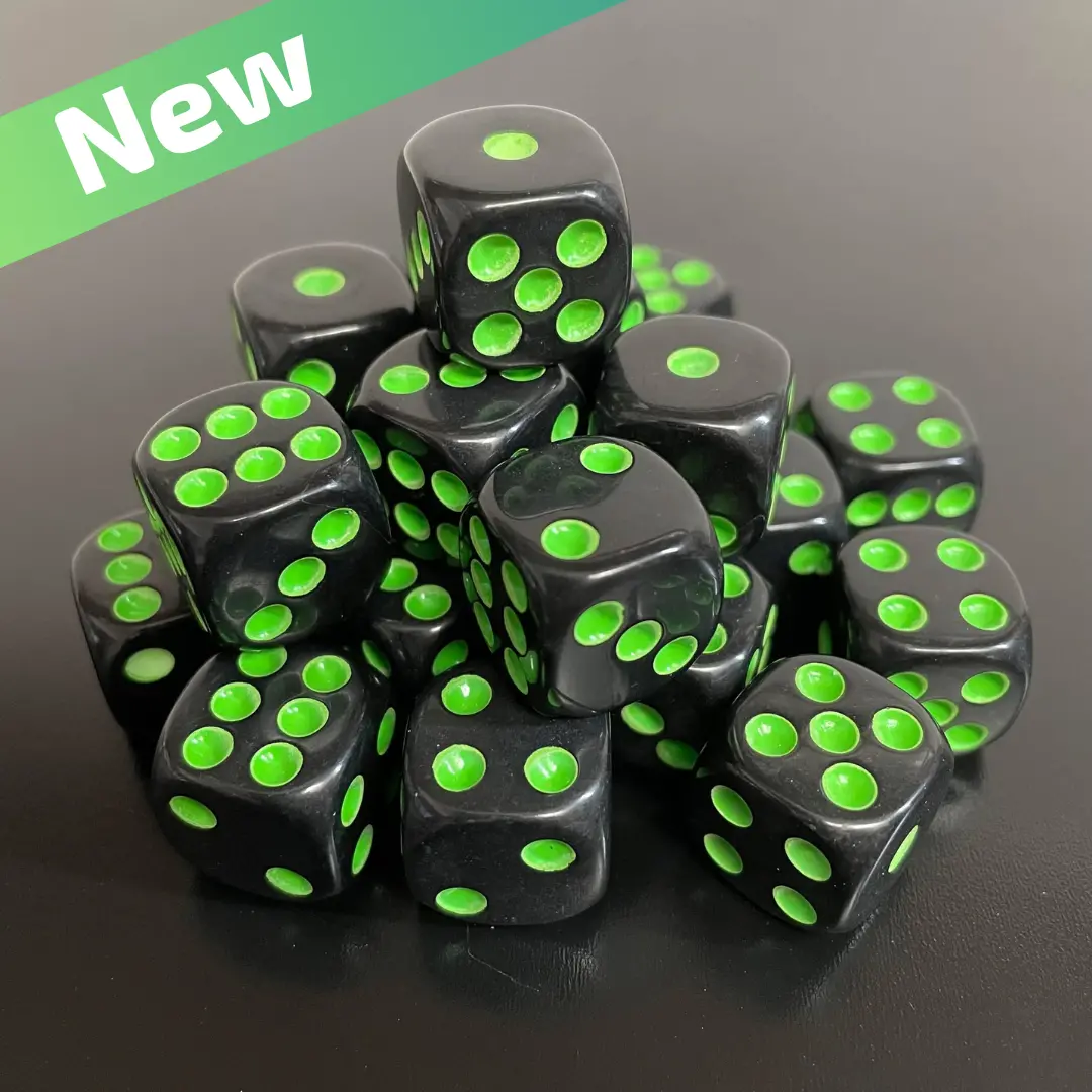 16Mm Dice Black Series (Green Pips) 1