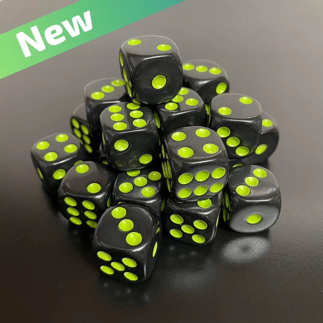 16Mm Dice Black Series (Lime Pips) 1