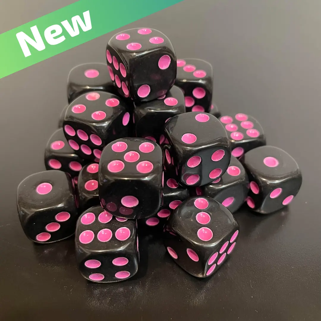 16Mm Dice Black Series (Pink Pips) 1