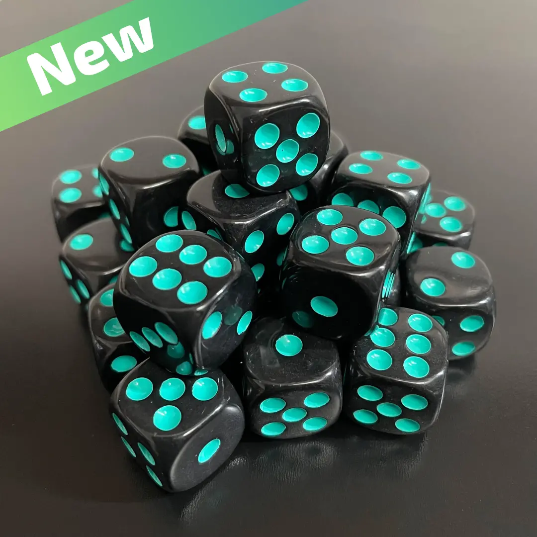 16Mm Dice Black Series (Teal Pips) 1