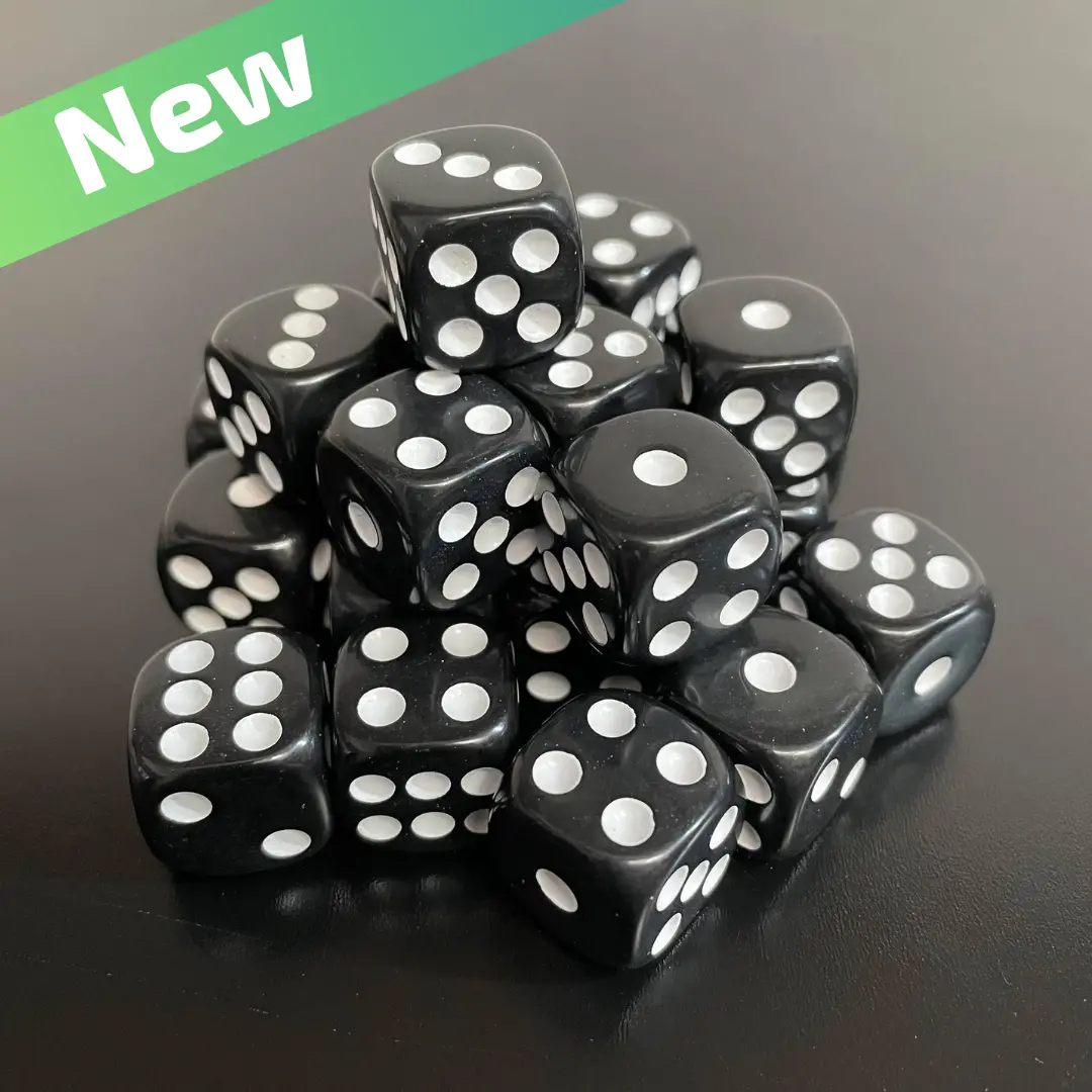 16Mm Dice Black Series (White Pips) 1