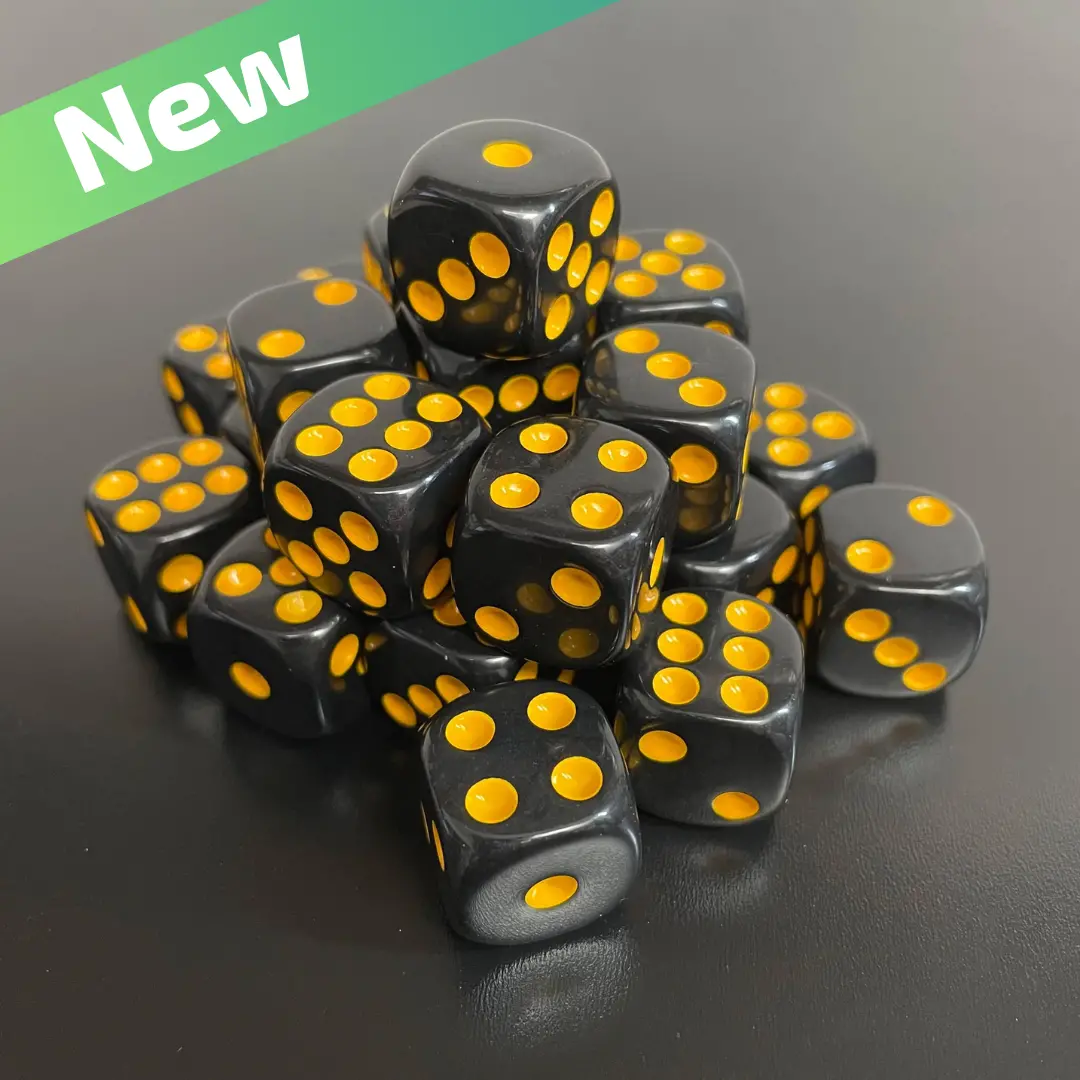 16Mm Dice Black Series (Yellow Pips) 1