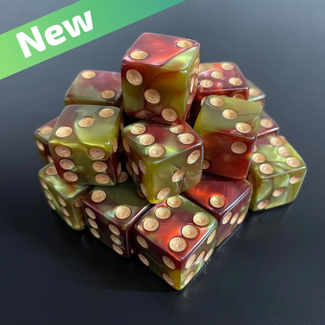 16Mm Dice Square Pearl Copper-Red (Gold Pips) 1