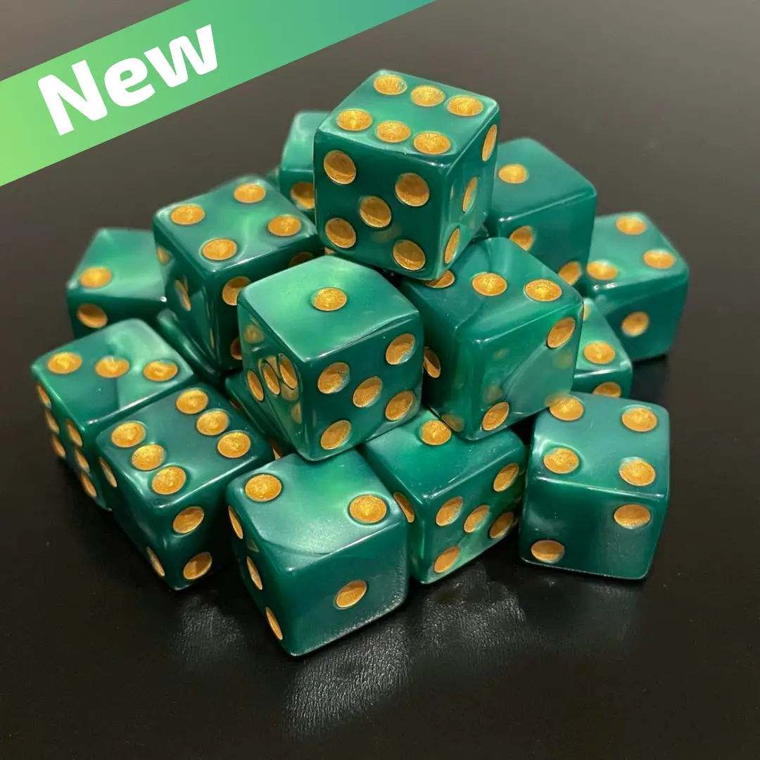 16Mm Dice Square Pearl Jade (Gold Pips) 1