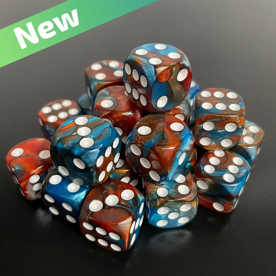 16Mm Dice Glossy Pearl Blue-Brass (White Pips) 1