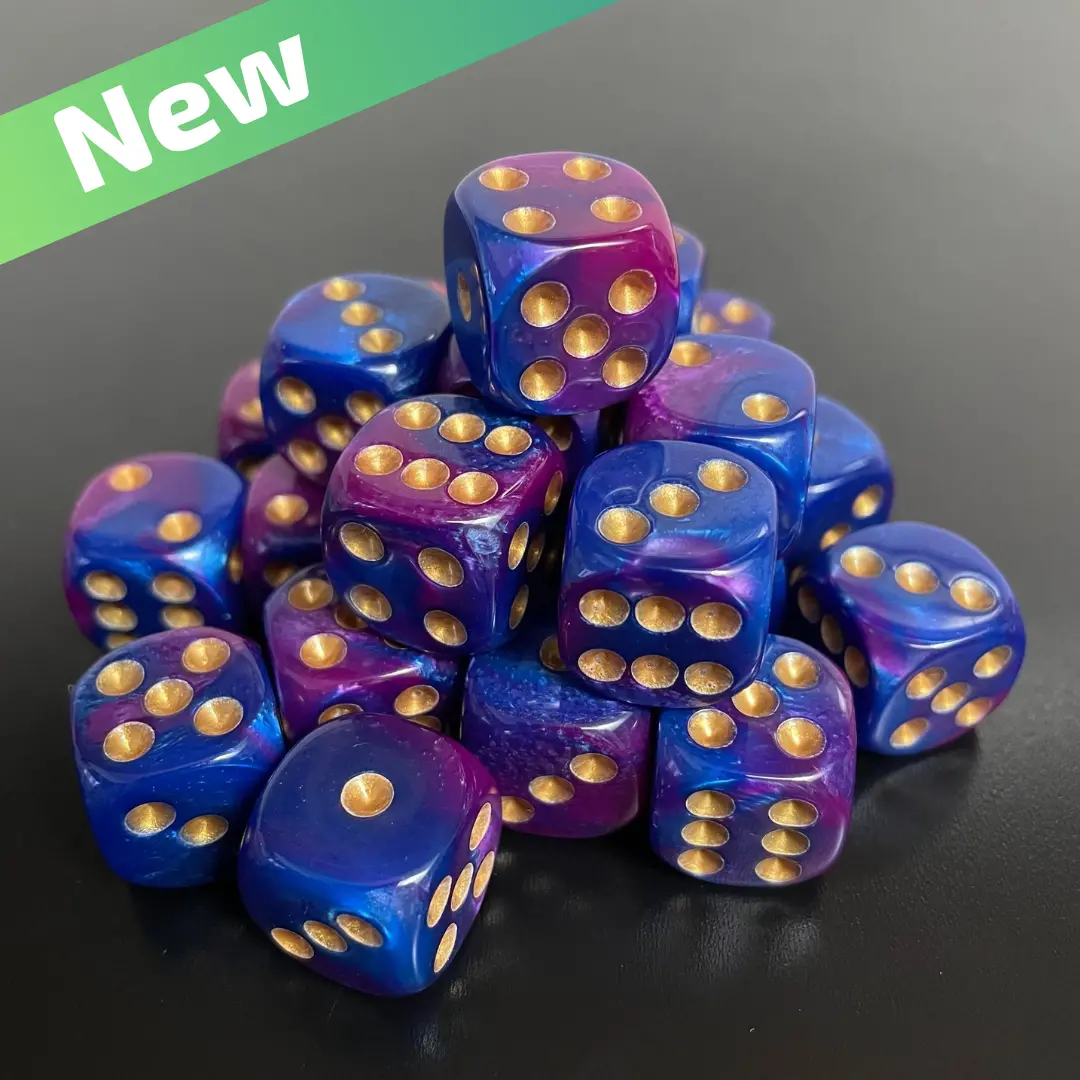16Mm Dice Glossy Pearl Purple-Blue (Gold Pips) 1