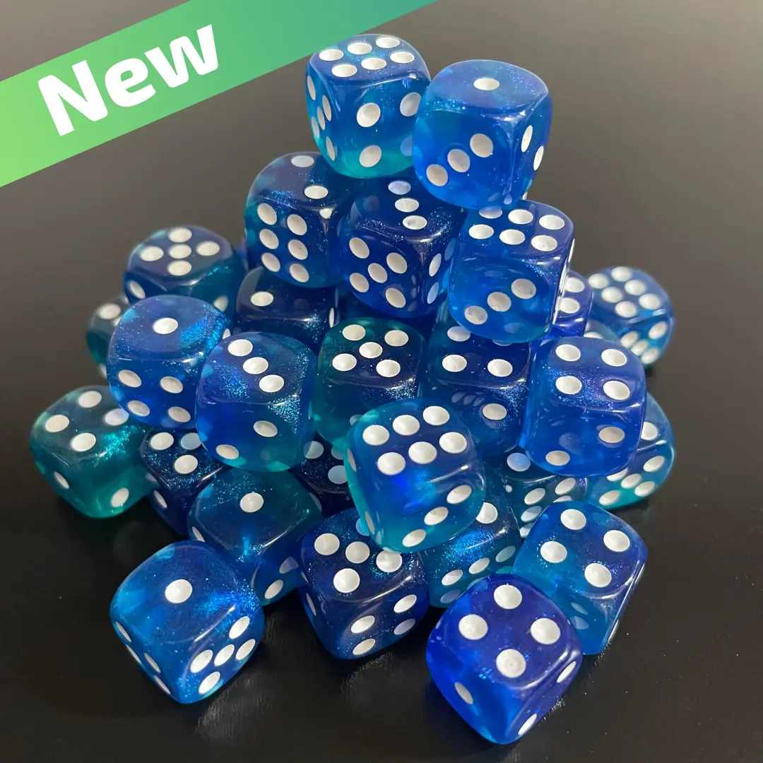 12Mm Dice Transparent Blue-Green Opal (White Pips) 1