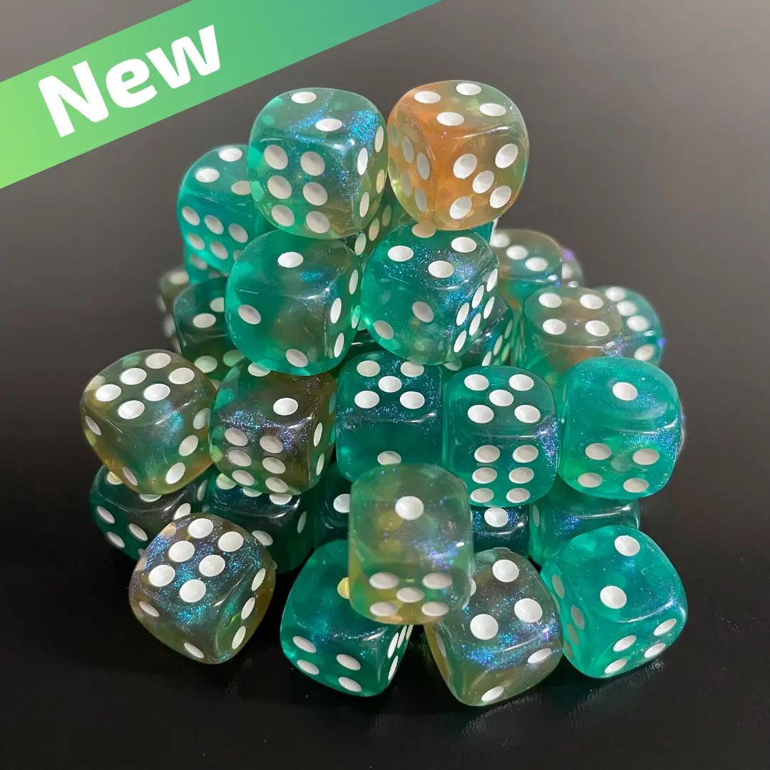12Mm Dice Transparent Green-Yellow Opal (White Pips) 1