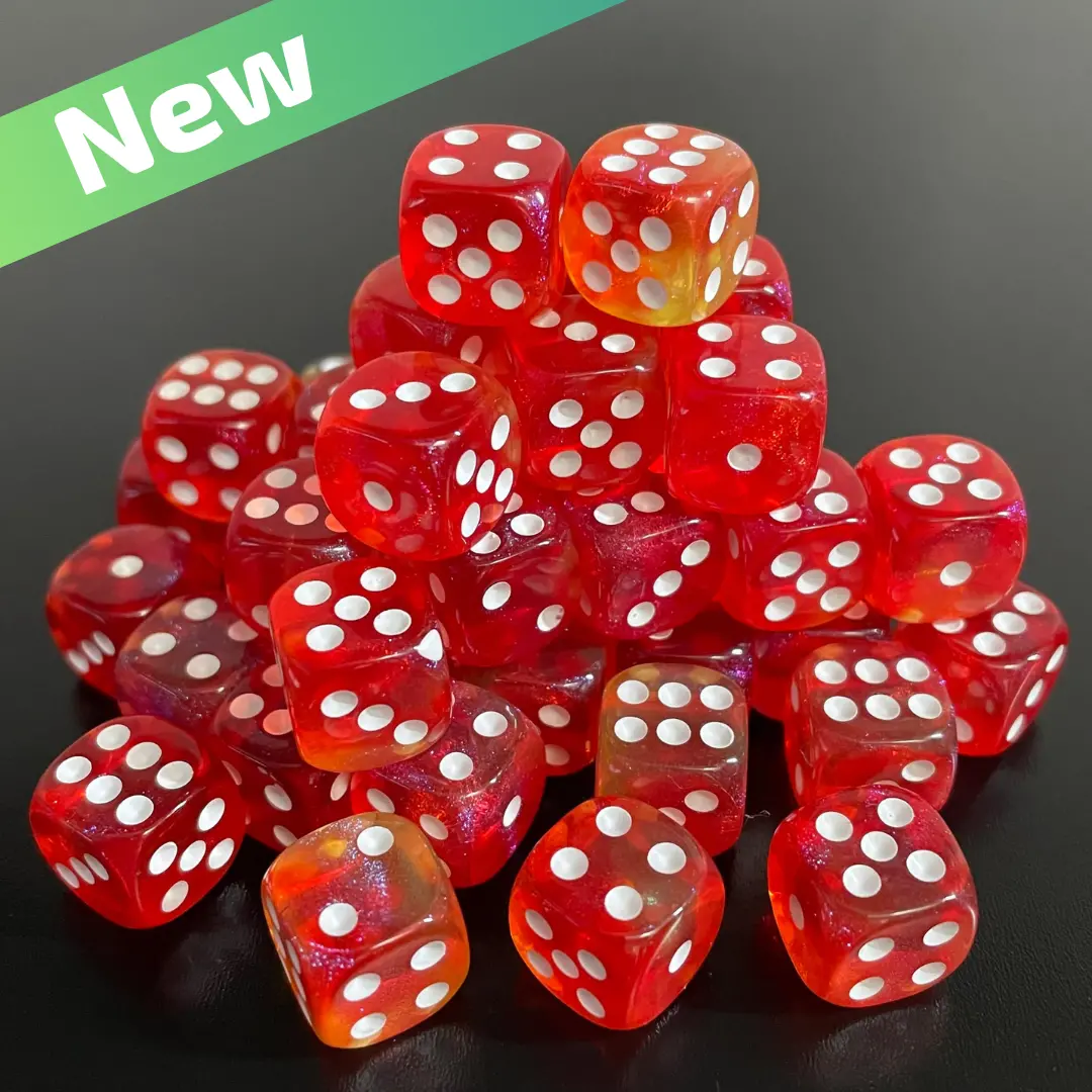 12Mm Dice Transparent Red-Orange Opal (White Pips) 1