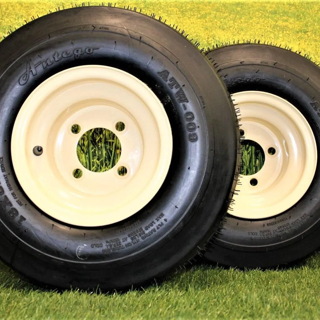 18X8.50-8 With 8X7 Tan Wheel Assembly For Golf Cart And Lawn Mower (Set Of 2) 1