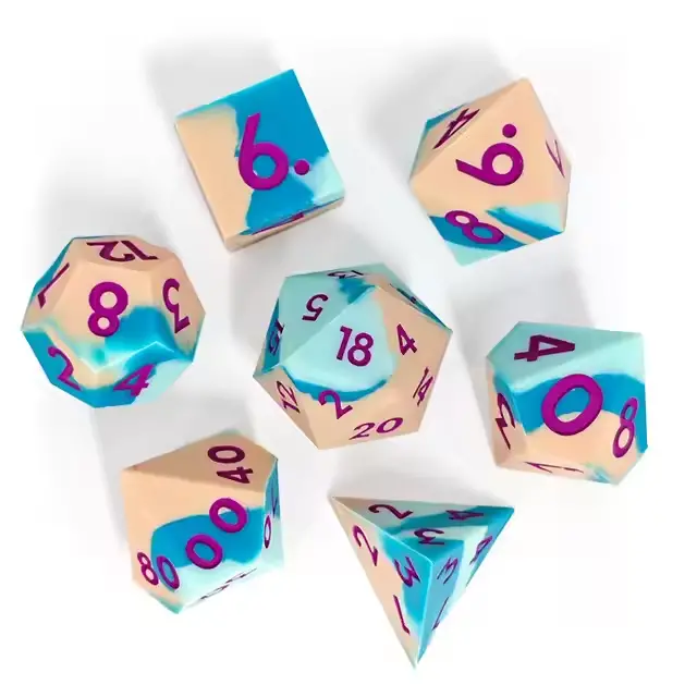 D&D Dice Set Silicone - Peaches And Dreams (Purple) 1