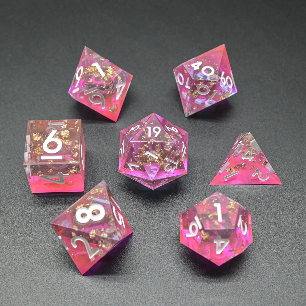 D&D Dice Set Sharp Edge - Pixie Pink (White) 1