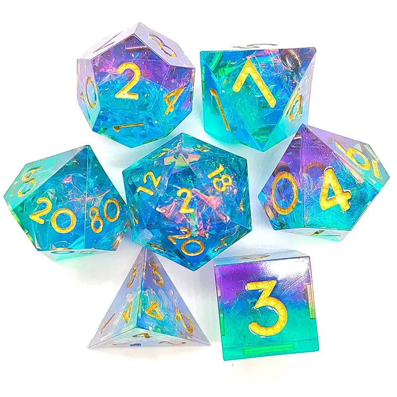 D&D Dice Set Sharp Edge - Purple Gelatinous Cube (Gold) 1