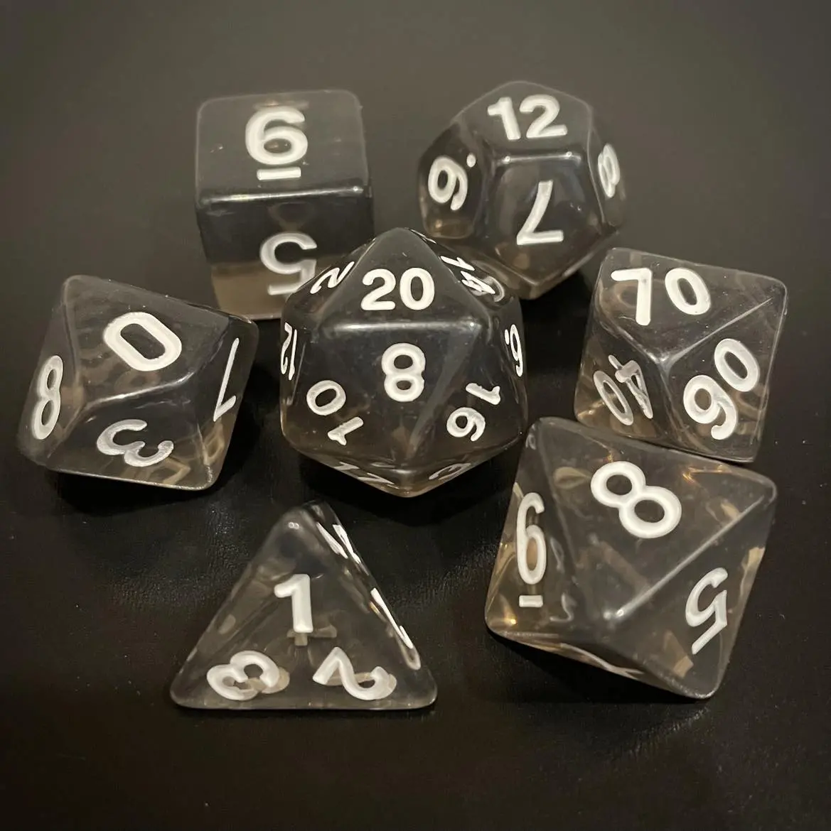 D&D Dice Set - Transparent Black 1