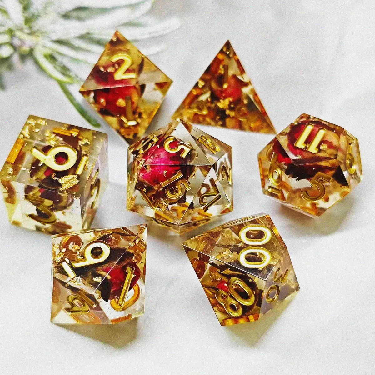D&D Dice Set Sharp Edge - Rose Gold (Gold) 1