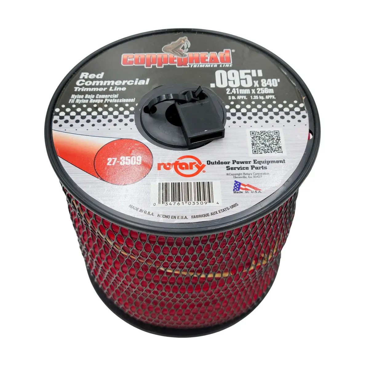 .095" Trimmer Line W/Cutter Rotary Round Medium Spool Red (3509) 1