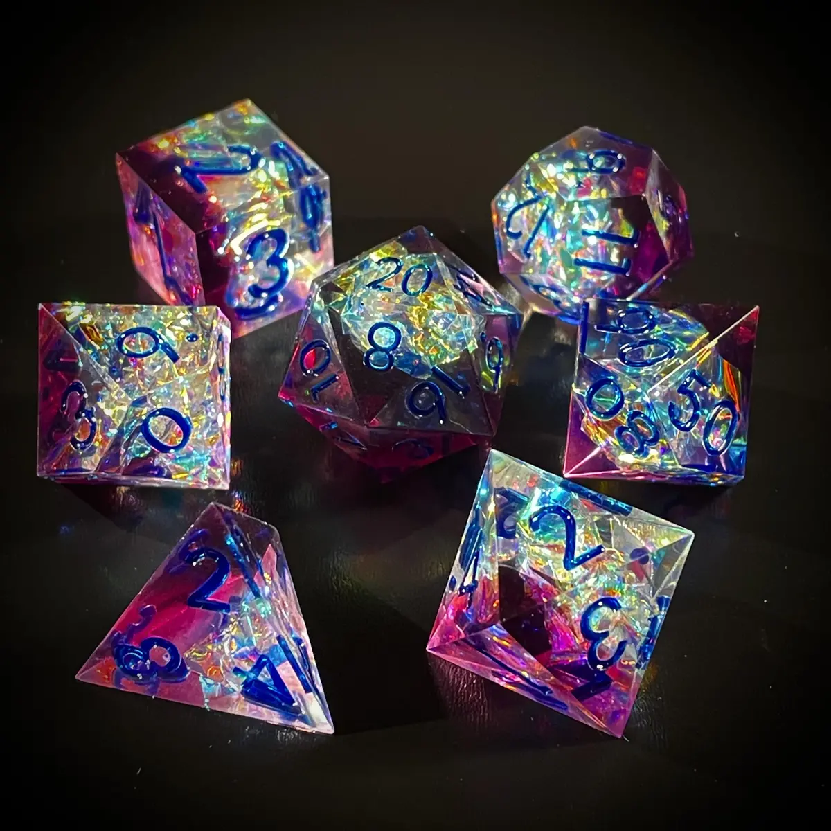 D&D Dice Set Sharp Edge - Diamondite (Blue) 1