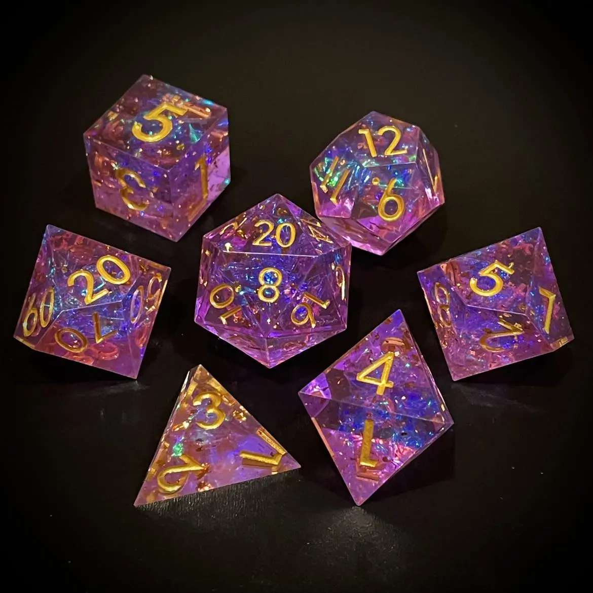 D&D Dice Set Sharp Edge - Violet Gold 1