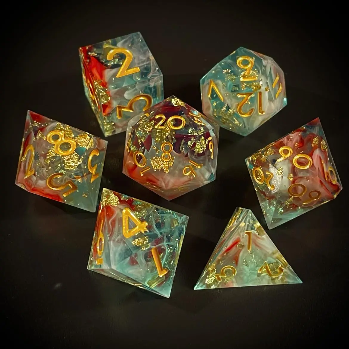 D&D Dice Set Sharp Edge - Sylvan Blood (Gold) 1