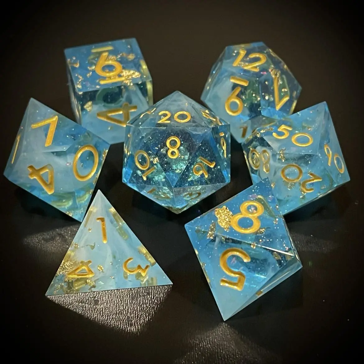 D&D Dice Set Sharp Edge - Ocean Gold (Gold) 1