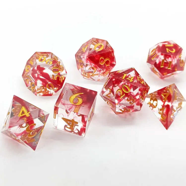 D&D Dice Set Sharp Edge - Sanguimancy Red (Gold) 1