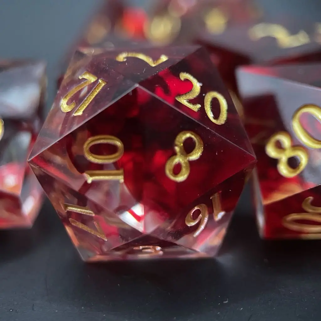 D&D Dice Set Sharp Edge - Blood Diamond (Gold) 1