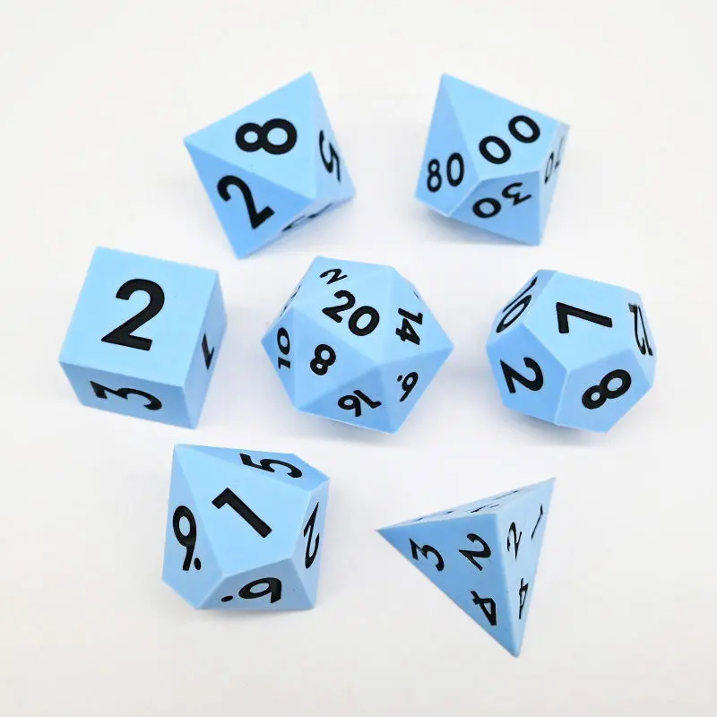 D&D Dice Set Silicone - Sky Blue (Black) 1