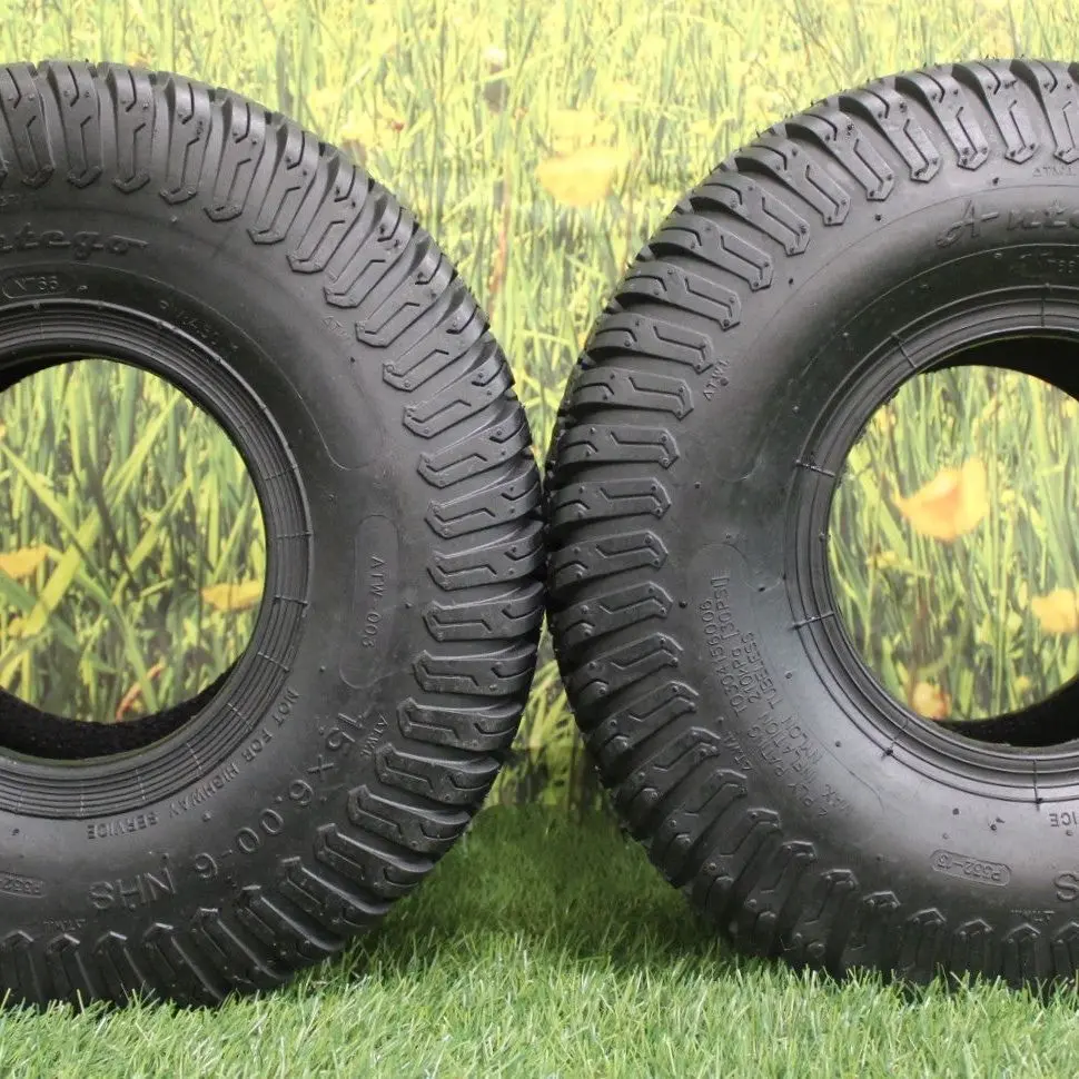 15X6.00-6 4-Ply Turf Tires For Lawn & Garden (Set Of Two) Atw-003 1