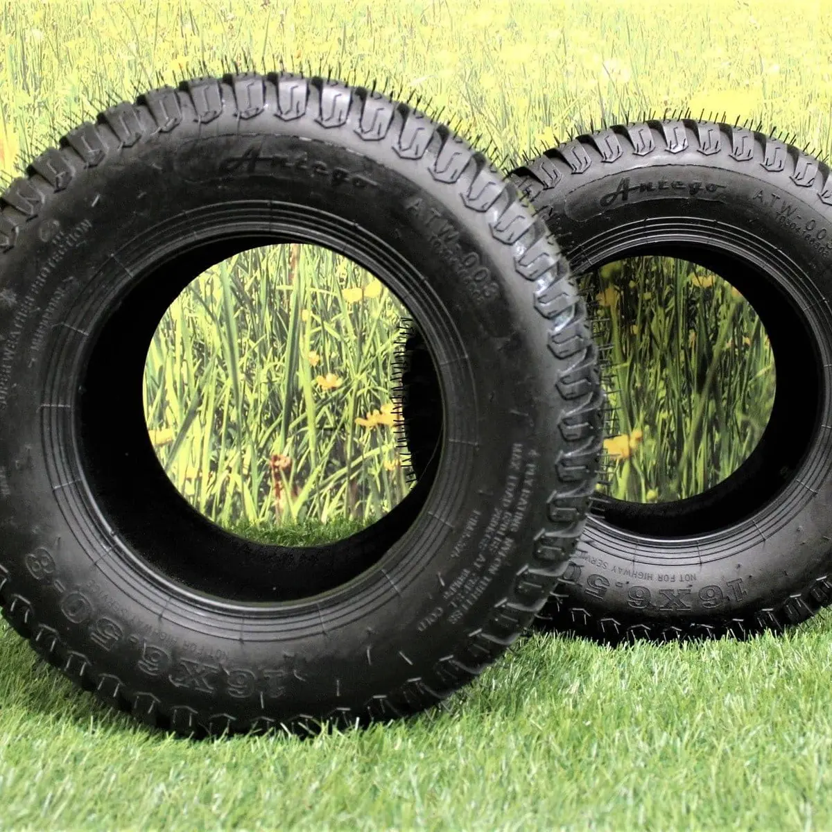 16X6.50-8 4-Ply Turf Tires For Lawn & Garden Mower (Set Of Two) 1