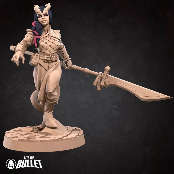 Tiefling Fighter Female D&D Miniature 1