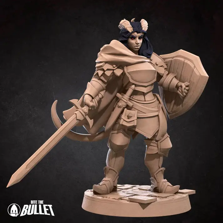 Tiefling Paladin Female D&D Miniature 1