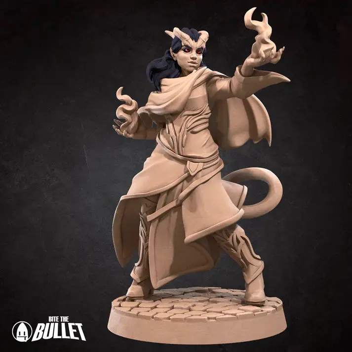Tiefling Sorcerer Female D&D Miniature 1