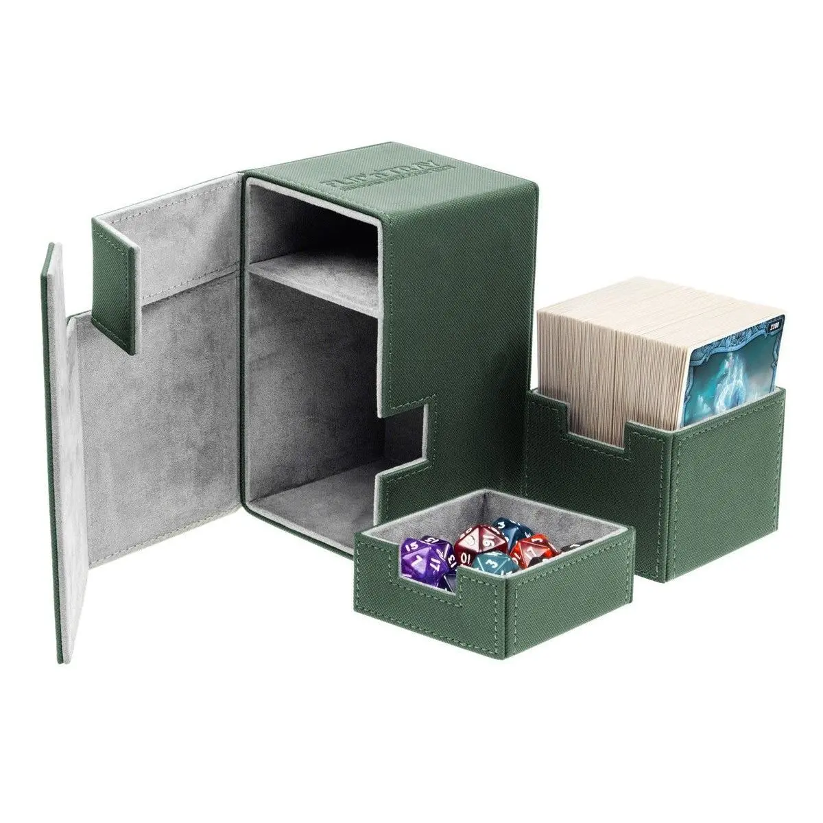 Ultimate Guard Flip N Tray Deck Case 100+ Standard Size Xenoskin Green Deck Box 1