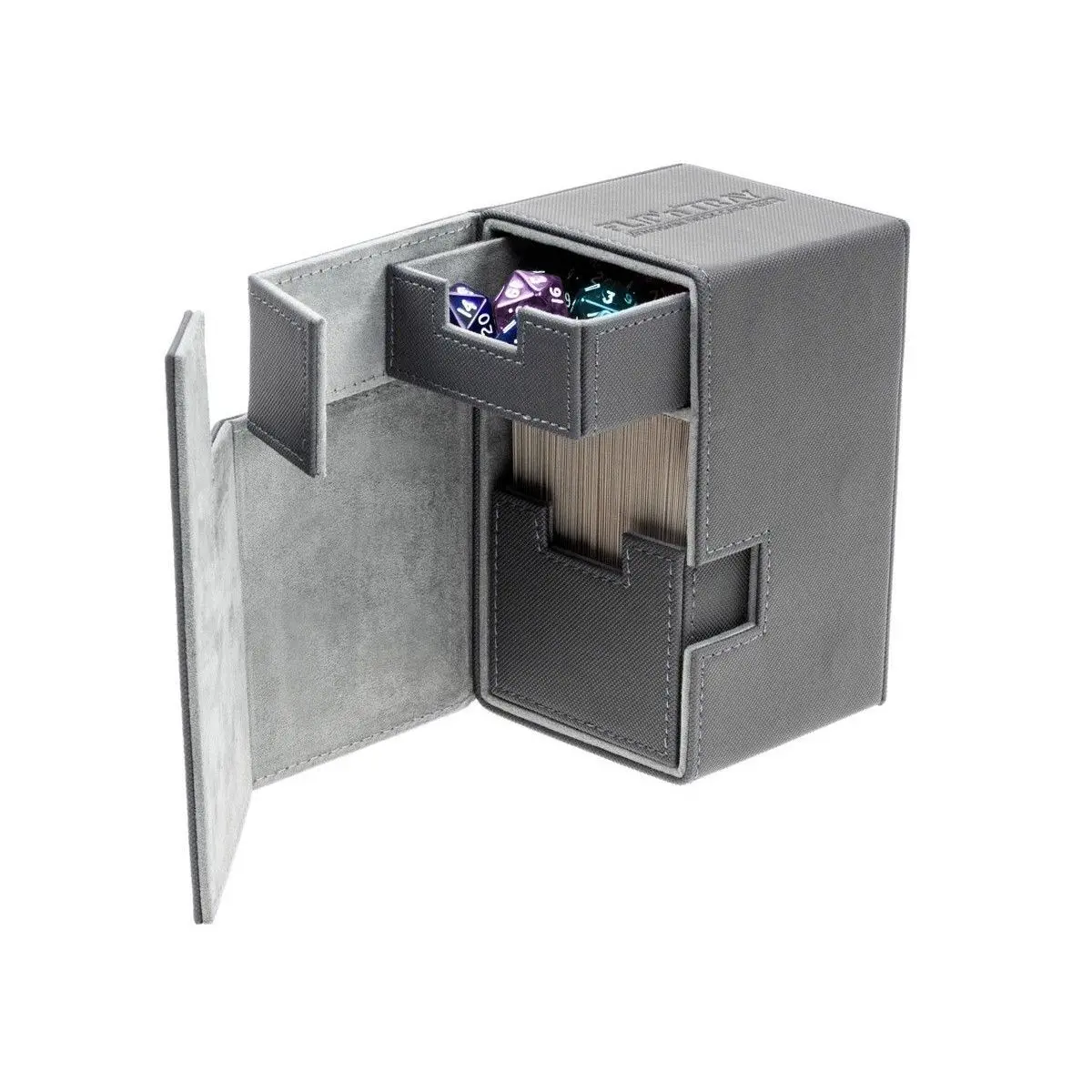 Ultimate Guard Flip N Tray Deck Case 100+ Standard Size Xenoskin Grey Deck Box 1