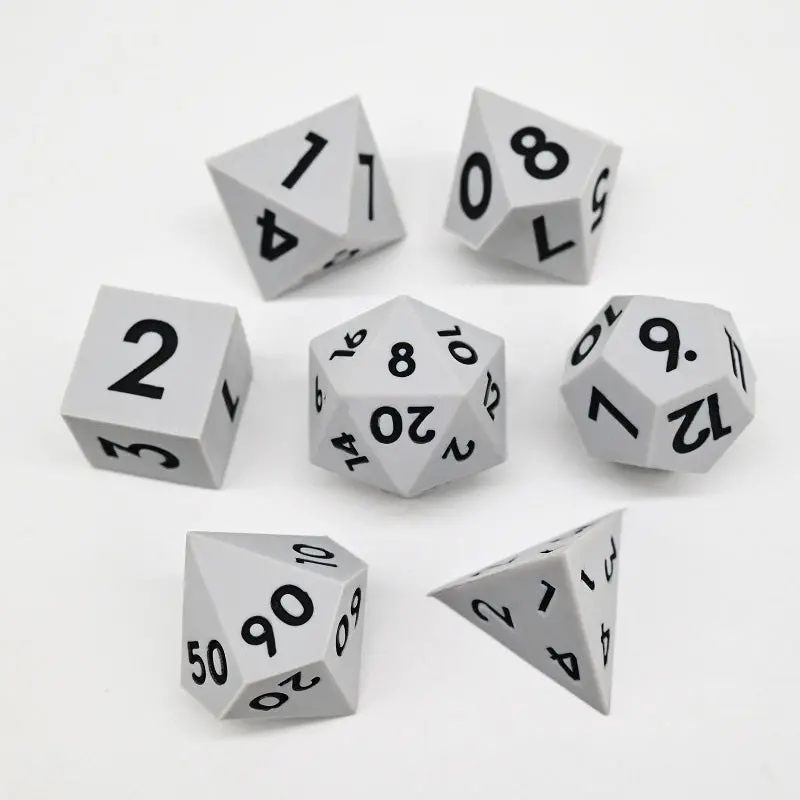 D&D Dice Set Silicone - Light Grey (Black) 1