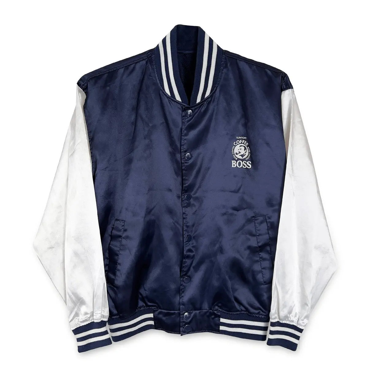 Genuine Vintage Jdm Japan Suntory Boss Coffee Varsity Jacket Navy 1