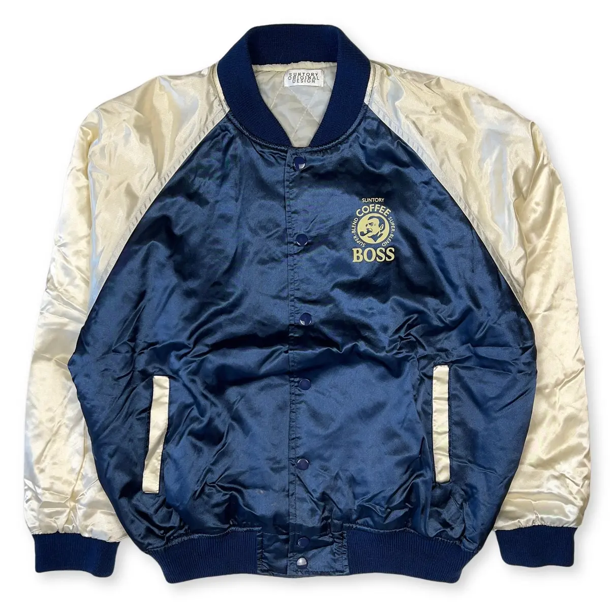 Genuine Vintage Jdm Japan Suntory Boss Coffee Varsity Two Tone Jacket 1
