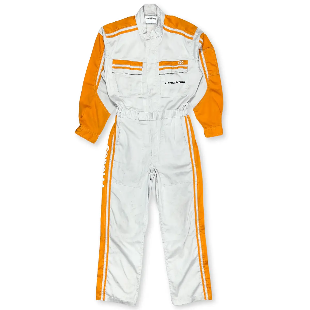 Jdm Retro Toyota Corolla Tecno Summer Coveralls Jumpsuit Tsunagi Orange 1