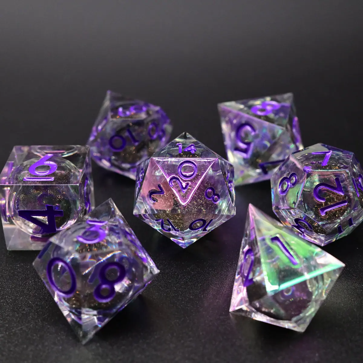 D&D Dice Set Sharp Edge Liquid Core - Colour Shift Dark (Purple) 1