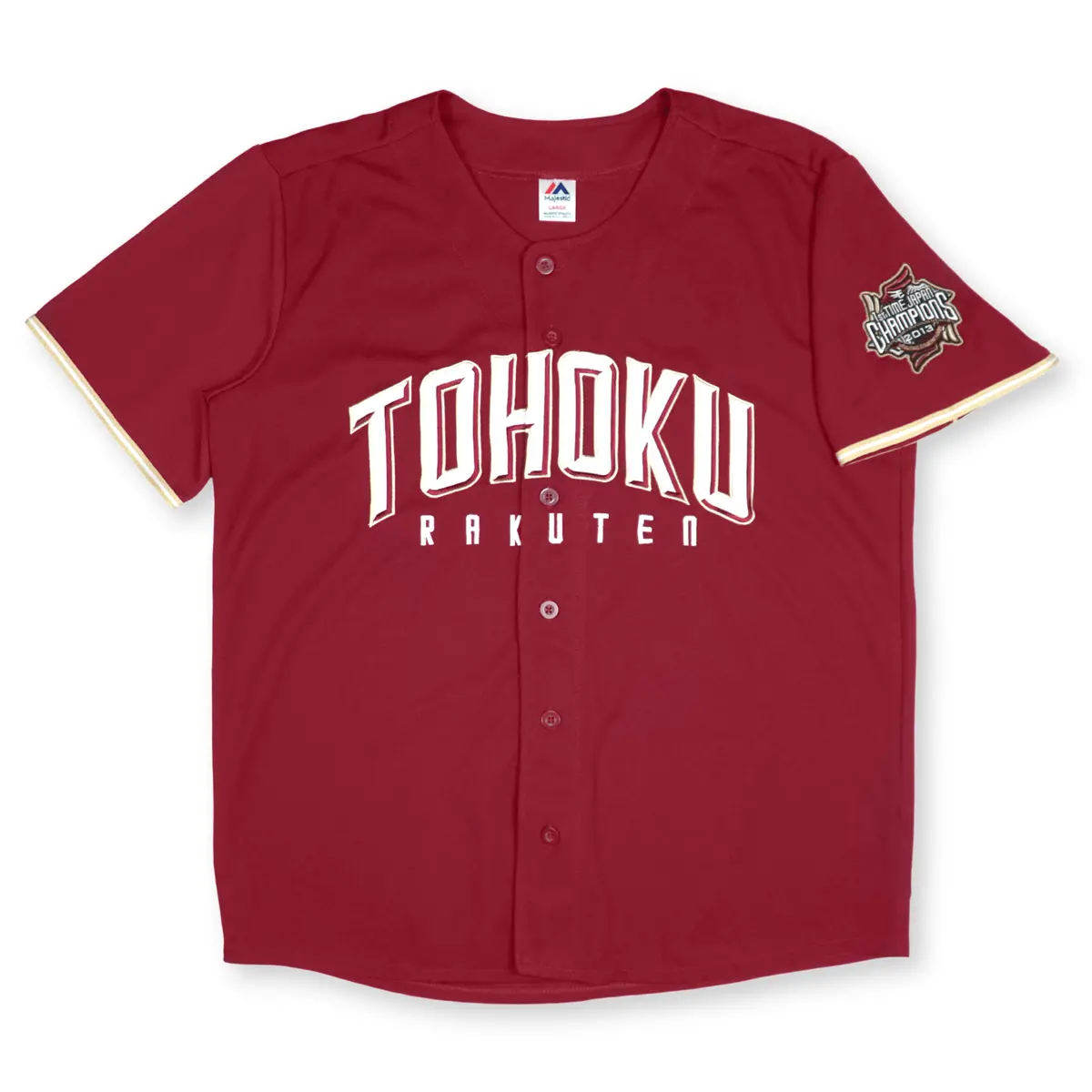 New Majestic Npb Baseball Rakuten Golden Eagles Knit Jersey Champions 2013 Red 1