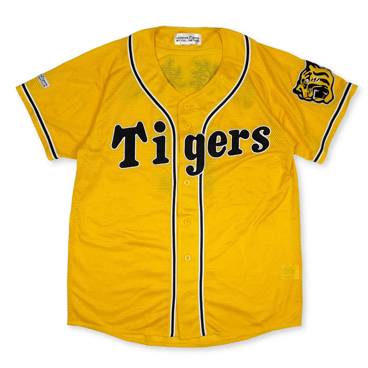 New Mizuno Retro Japan Hanshin Tigers Fan Club Baseball Knit Jersey White Yellow 1